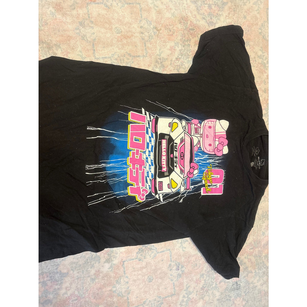 Hello Kitty Tokyo Speed T-Shirt Men’s M Cotton Black Pink Graphic Casual
