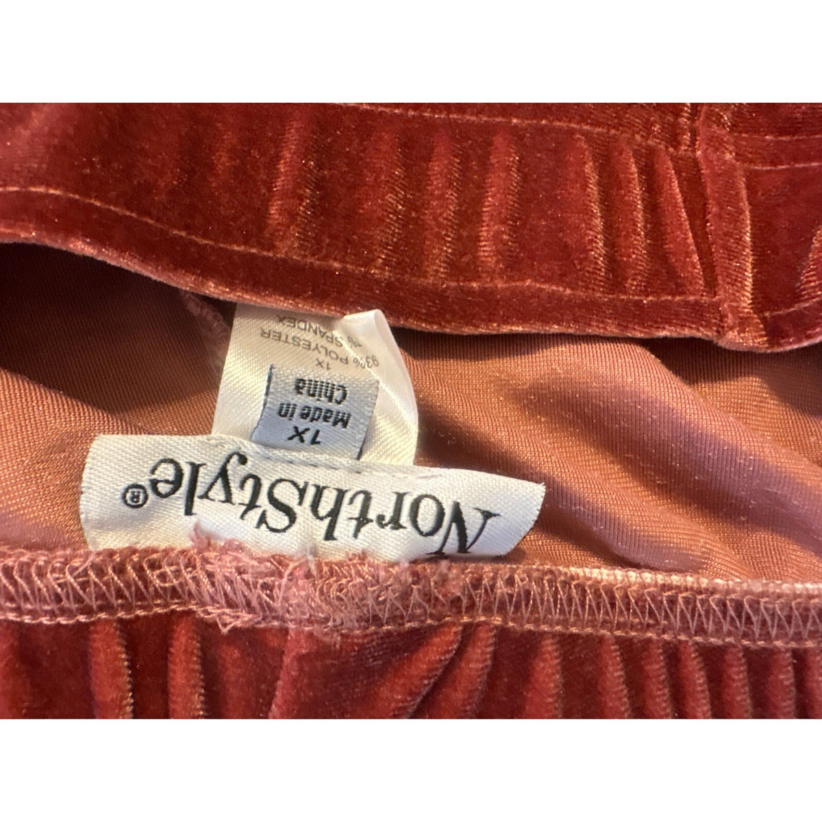 North Style Women's Lounge Pants 1X Red Multicolor Velvet Comfortable