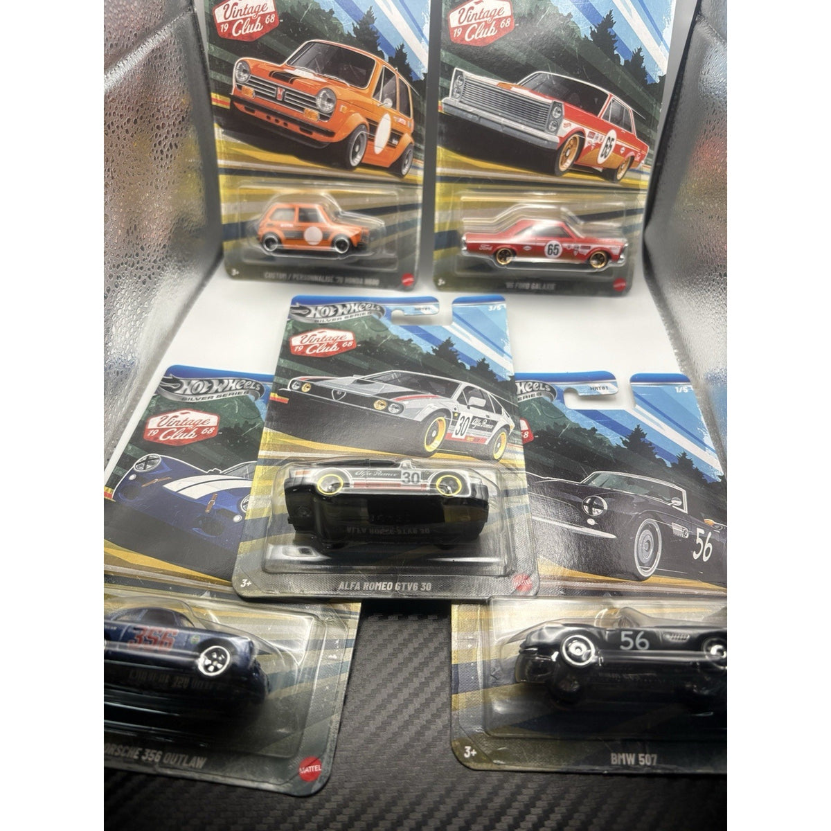 Hot Wheels Vintage Racing Club Complete Set 5 Silver Series Porsche 356 BMW Alfa