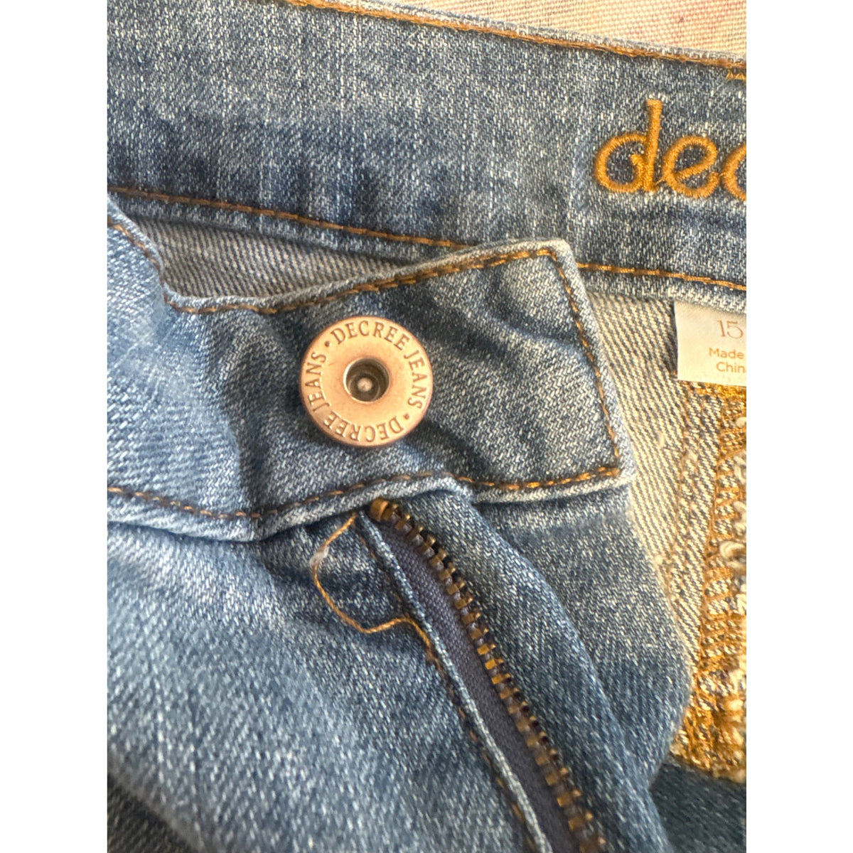 Decree Women's Denim Jean Skirt Mini 15 Blue Brown Casual Distressed Ripped