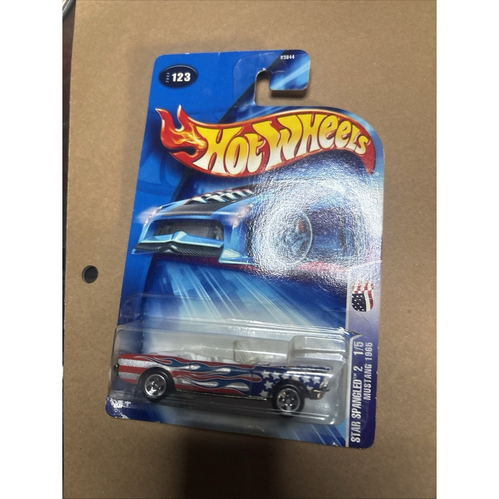 Hot Wheels 2004 Star Spangled Mustang 1965 #123 Red White Blue Convertible