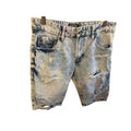 South pole Mens Acid Wash Moto Biker Denim Shorts Light Blue Distressed Size 29