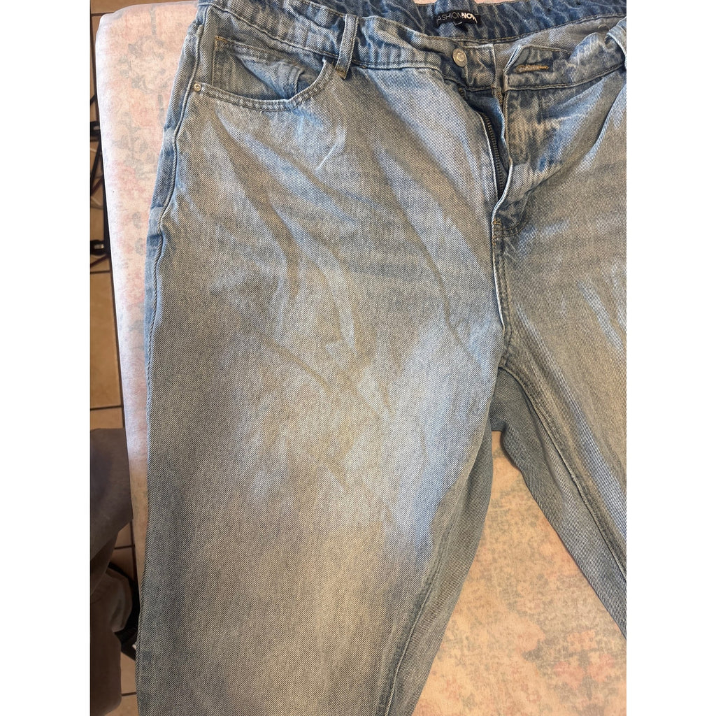 FASHIONNOVA Women's Jeans 16 Blue Denim Split Hem Casual Pants