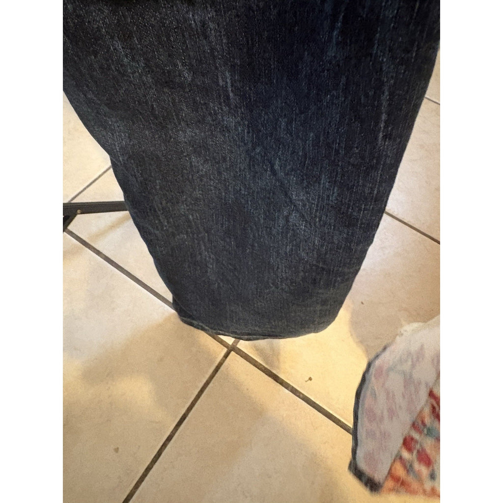 WT02 Moto Biker Jeans Men's Size 30x30 Blue Skinny Stretch Distressed Ribbed
