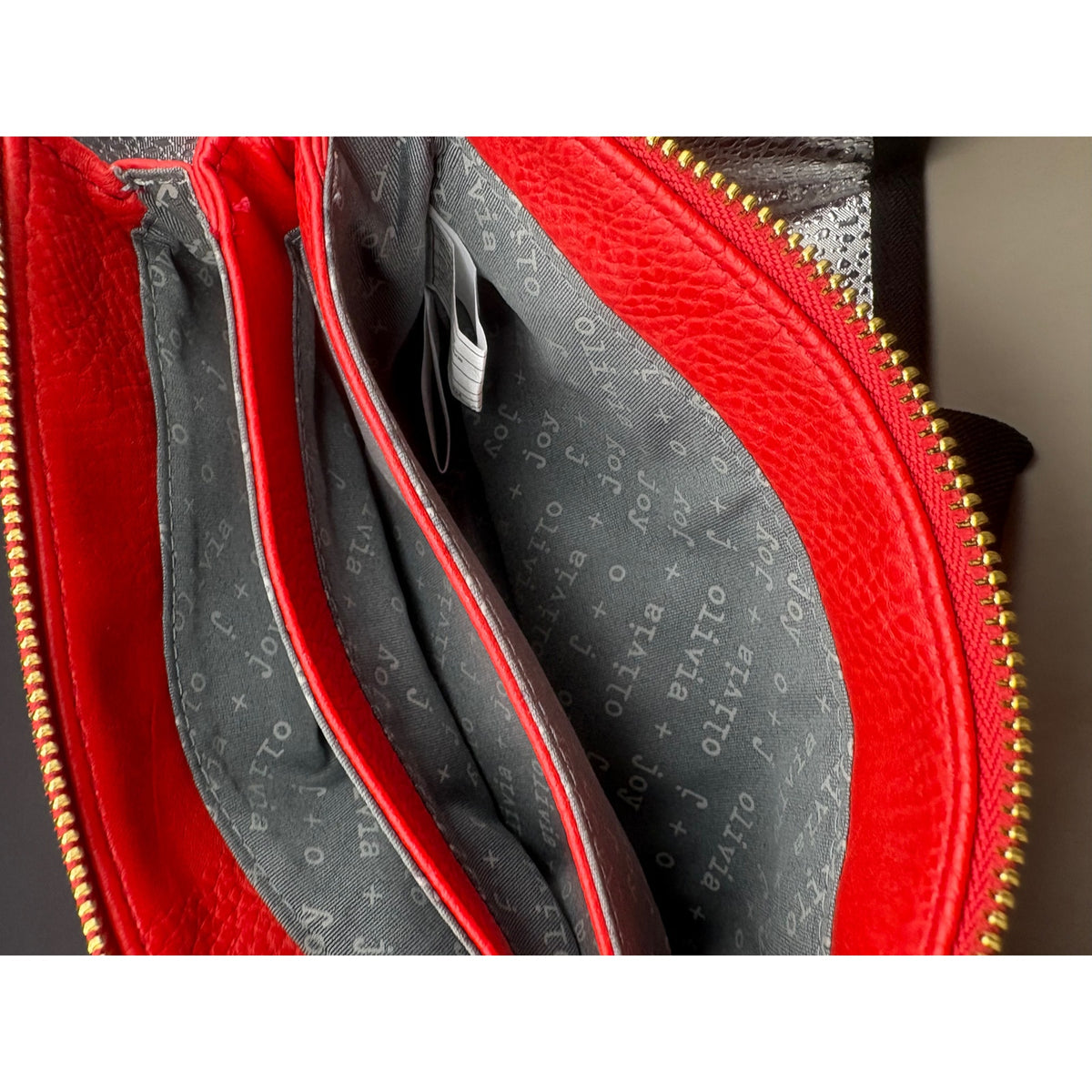 Olivia+Joy Red Faux Leather Wristlet Clutch Women’s Evening Bag