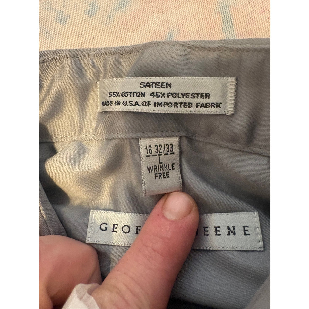 GEOFFREY BEENE Wrinkle Free Sateen Dress Shirt Men 16-32/33 Gray Multicolor