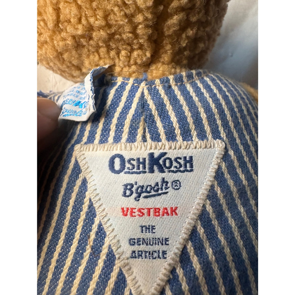 OshKosh B'gosh Teddy Bear Plush Toy Overalls Striped Unisex