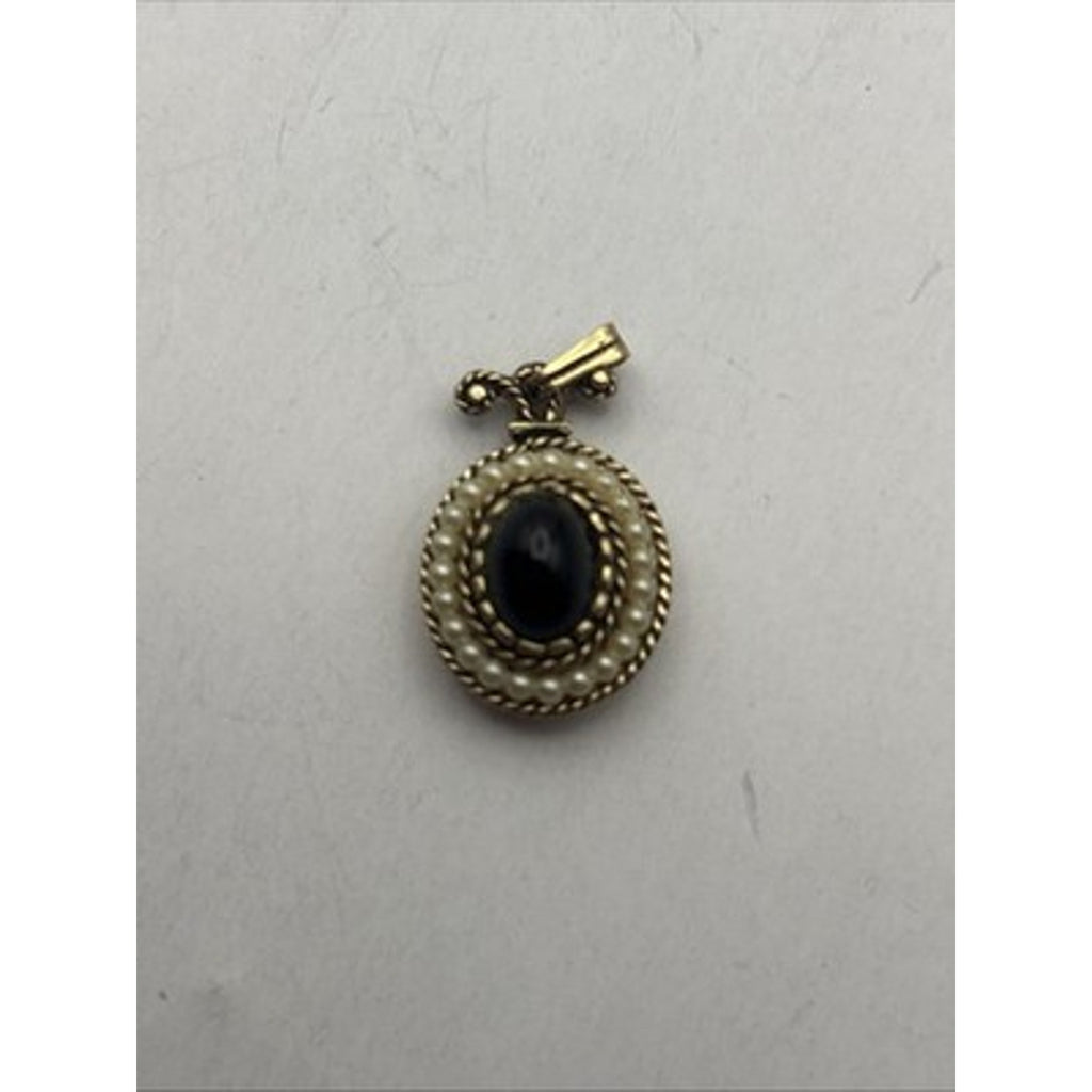 Vintage Signed AVON Gold Tone Cabochon Faux Pearl Pendant ONLY