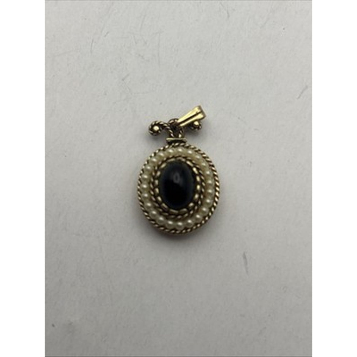 Vintage Signed AVON Gold Tone Cabochon Faux Pearl Pendant ONLY