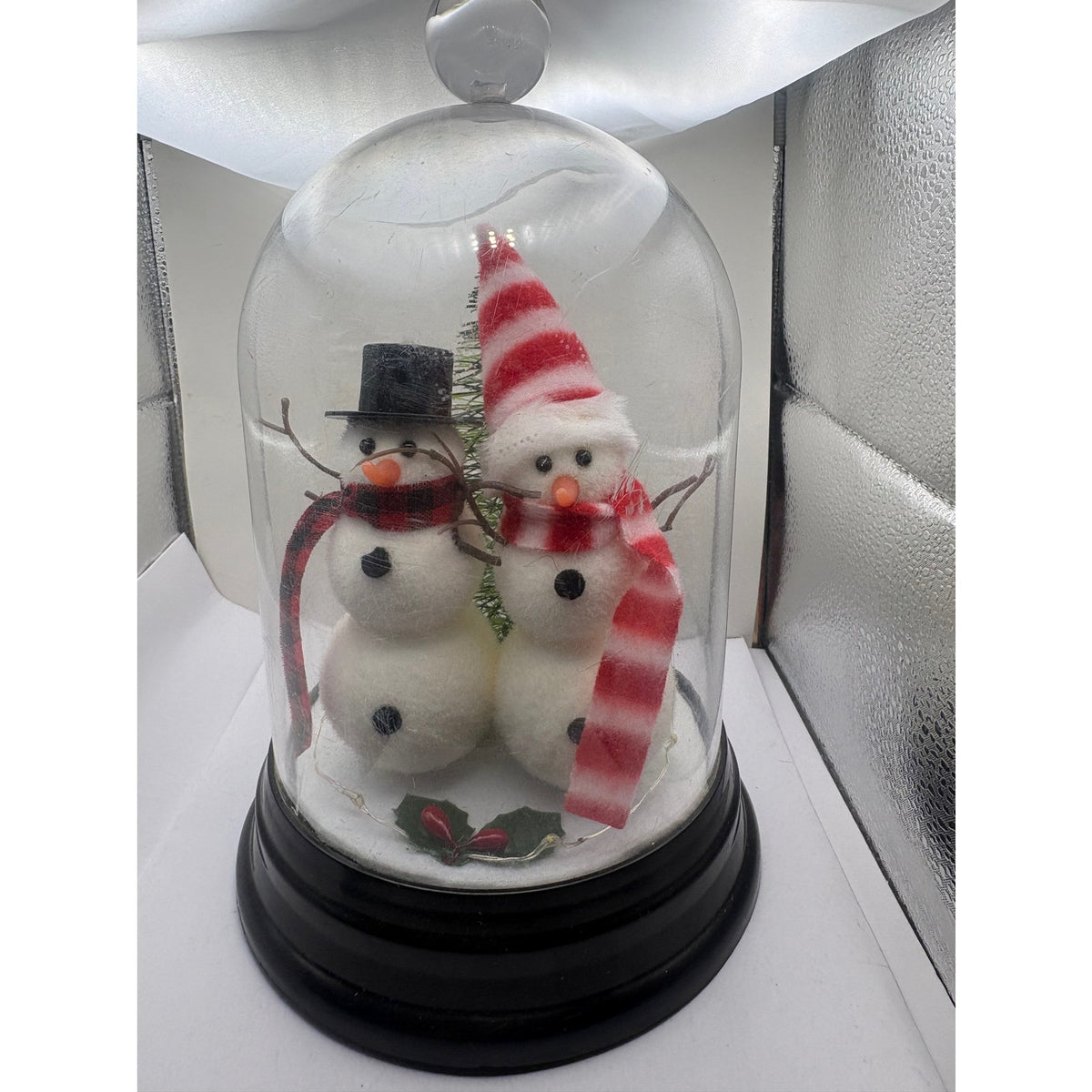 Snow Globe Decor Christmas Holiday Festive Whimsical Lighted Dome Felt