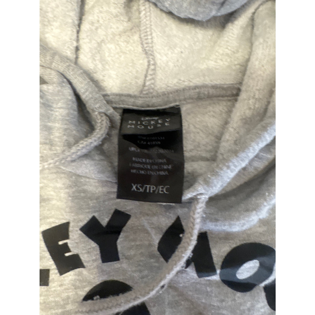 Disney Mickey Mouse Hoodie Unisex Grey Yellow XS