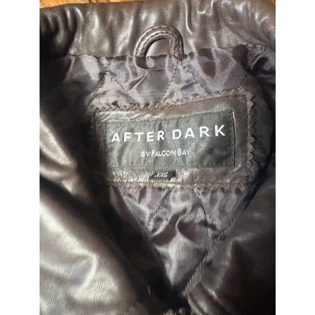 AFTER DARK Falcon Bay Leather Jacket Men’s XXL Black Brown Quilted Casual