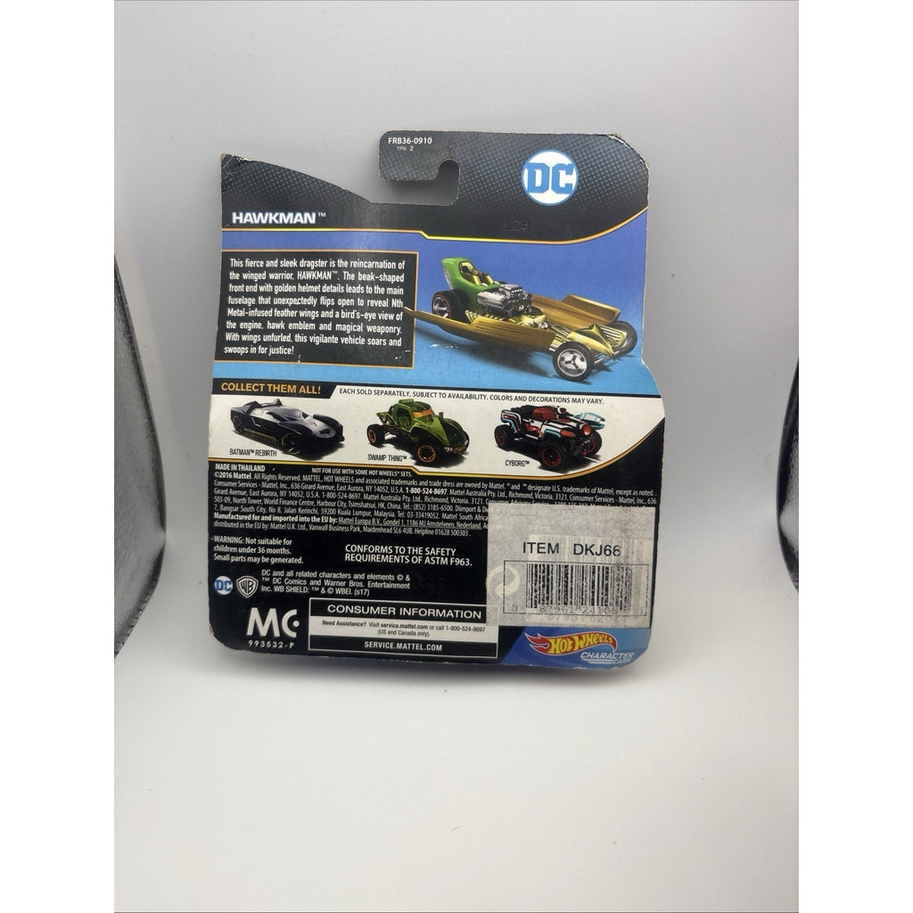 Hot Wheels DC Comics Hawkman Character Car Gold Green Diecast DRH05 2015 New