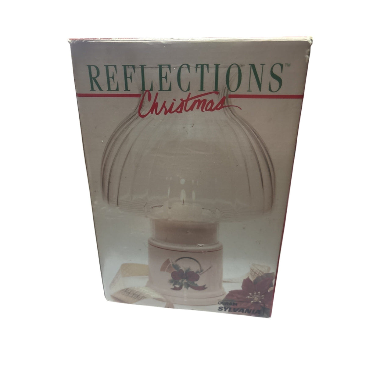 Osram Sylvania Reflections Christmas Tealight Candle Lamp Glass Globe Wreath