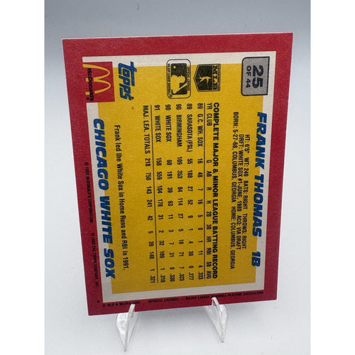 1992 topps McDonald's Baseballs BEST -* FRANK THOMAS *