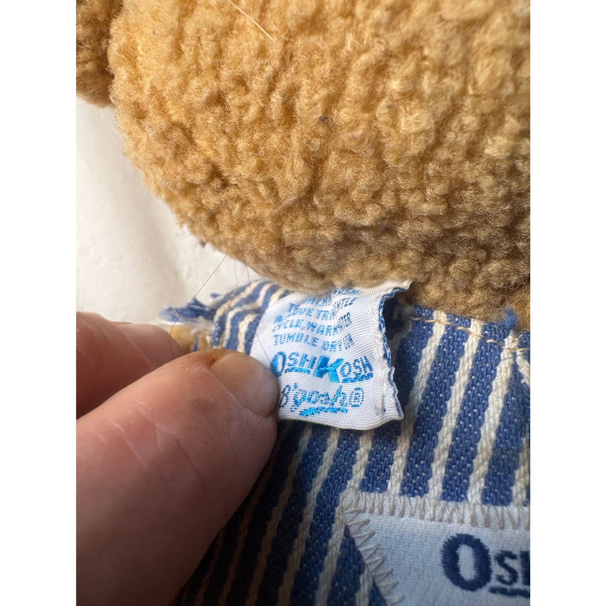 OshKosh B'gosh Teddy Bear Plush Toy Overalls Striped Unisex
