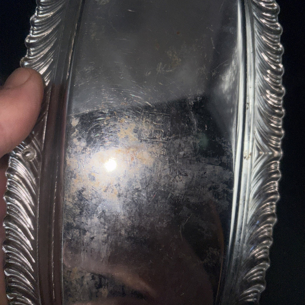 Vintage Hickok Ware Quadruple Silver Plate Butter Dish Ornate Floral Repoussé