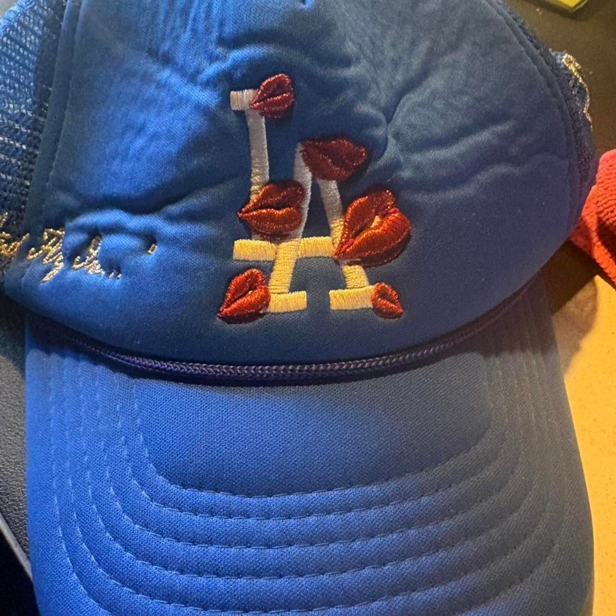 La Custom Hat, Trucker Style With Embroidered Writing On The Side