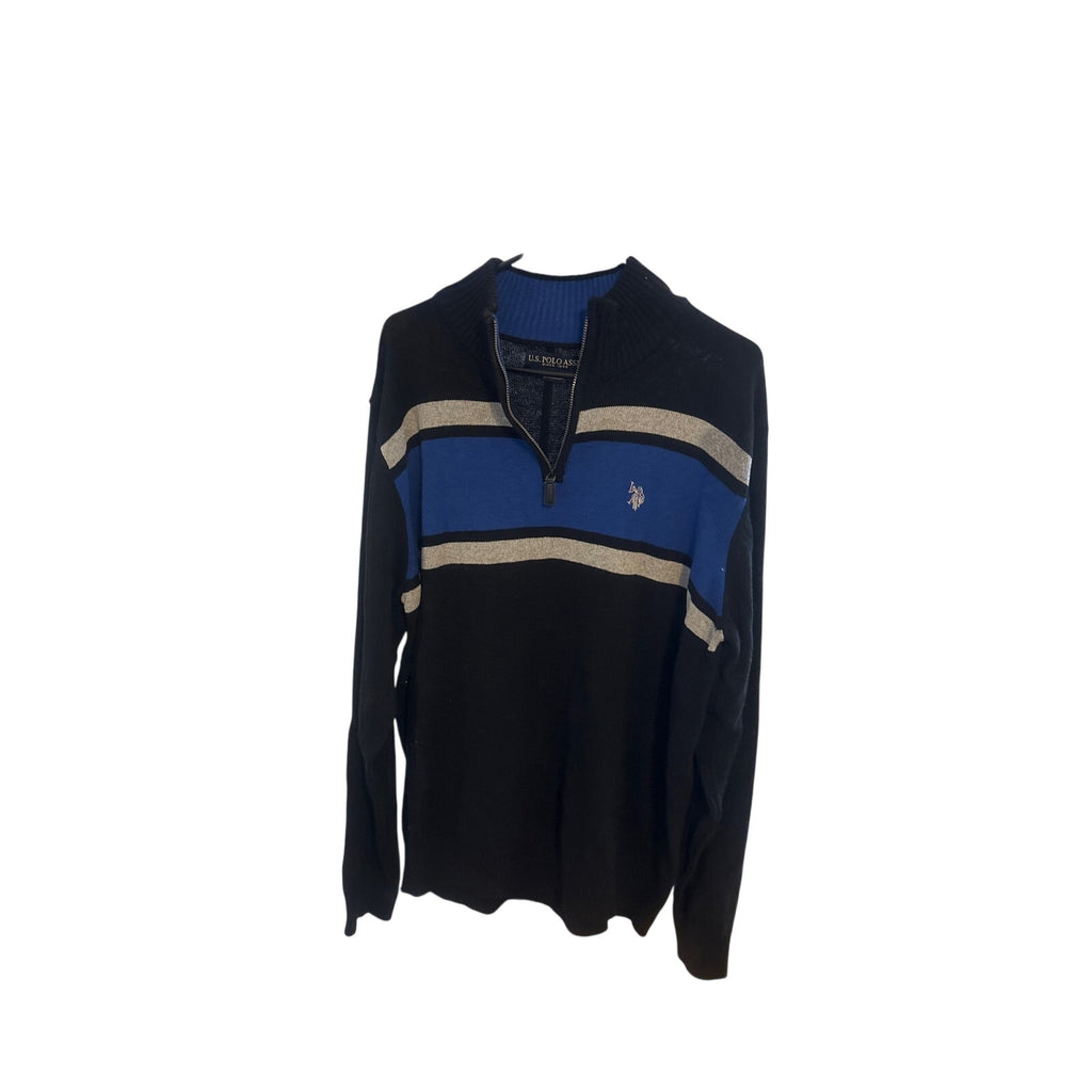U.S. POLO ASSN. Men's Striped Quarter-Zip Sweater
