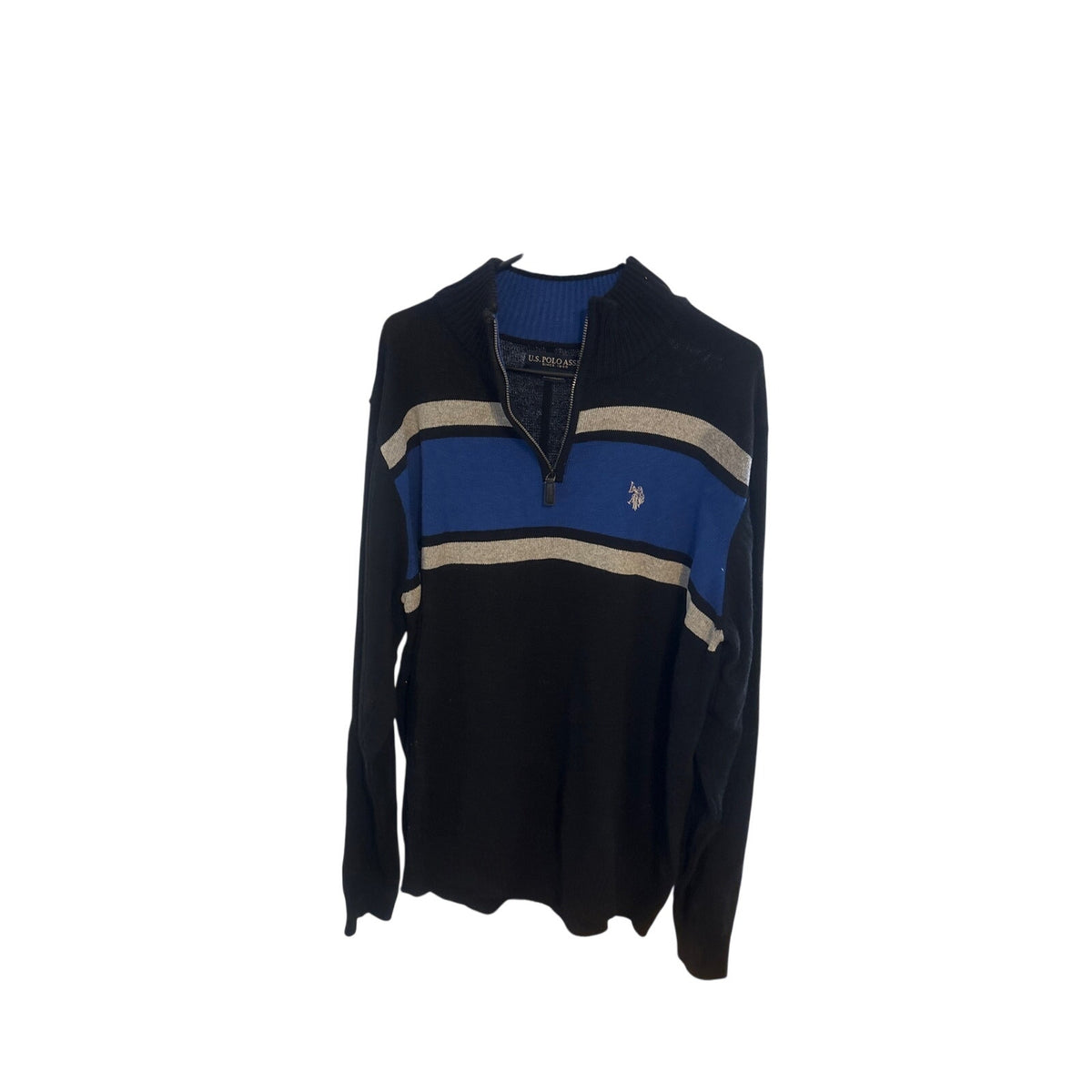 U.S. POLO ASSN. Men's Striped Quarter-Zip Sweater