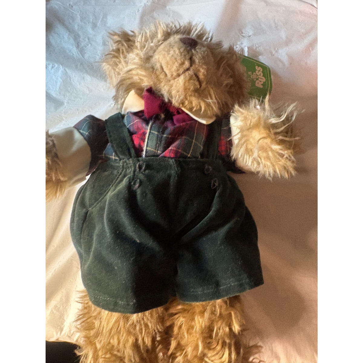 Russ Caress Soft Pet Teddy Bear, Plush Toy, Child's Gift, Tan & Red