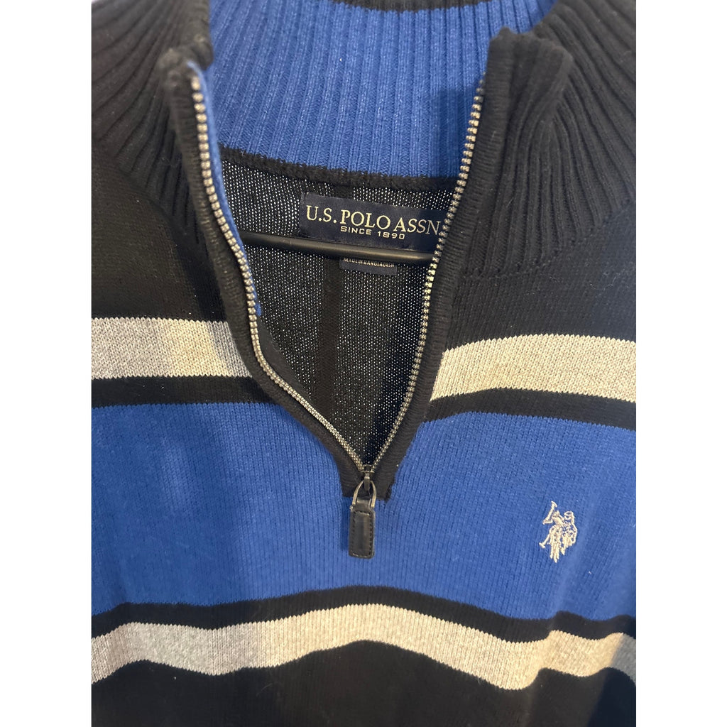 U.S. POLO ASSN. Men's Striped Quarter-Zip Sweater