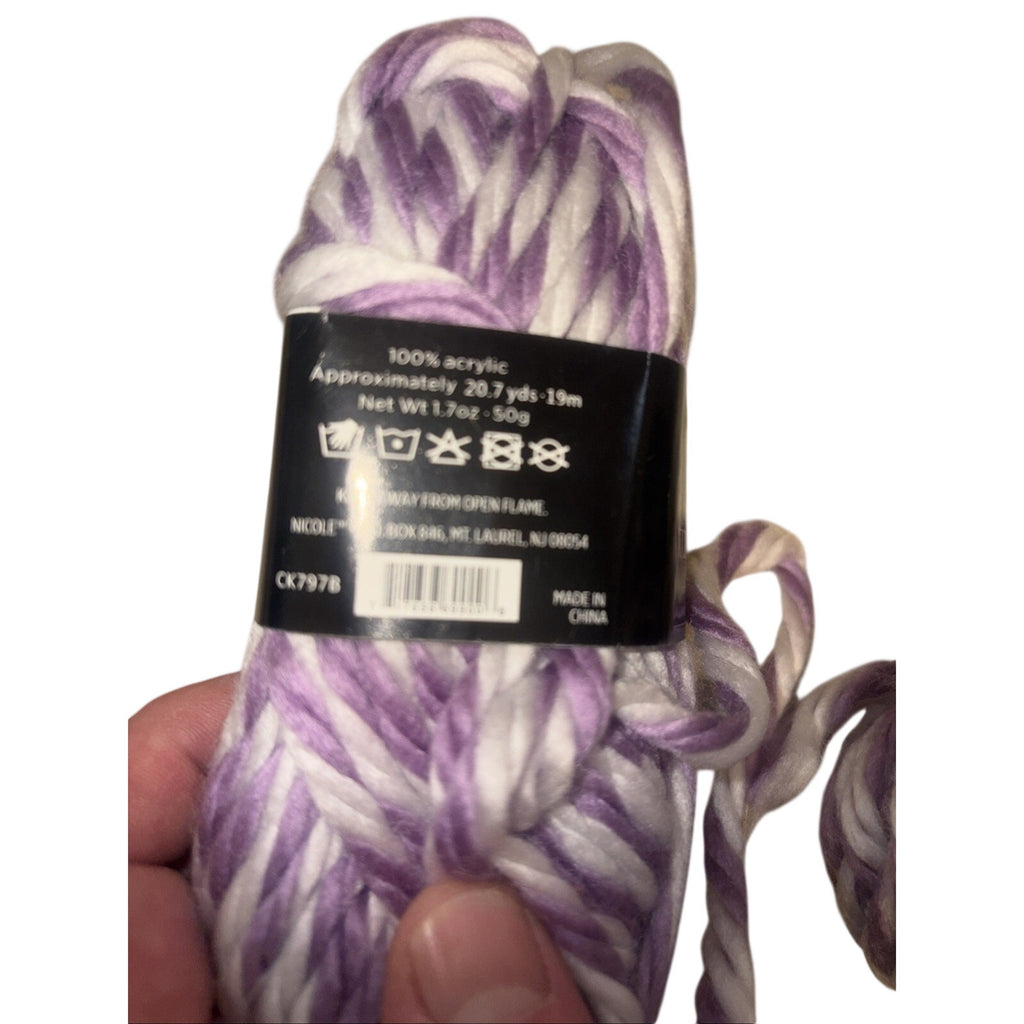 Studio Samples By Nicole 100% Acrylic Purple And White Used And New Lot 8 Skeins