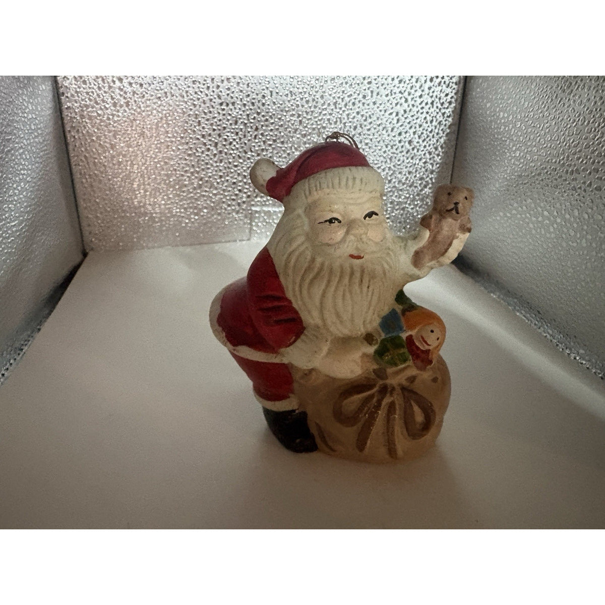 Vintage Ceramic Santa Claus Figurine Toy Bag Christmas Holiday Decor
