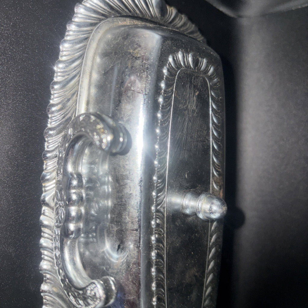 Vintage Hickok Ware Quadruple Silver Plate Butter Dish Ornate Floral Repoussé