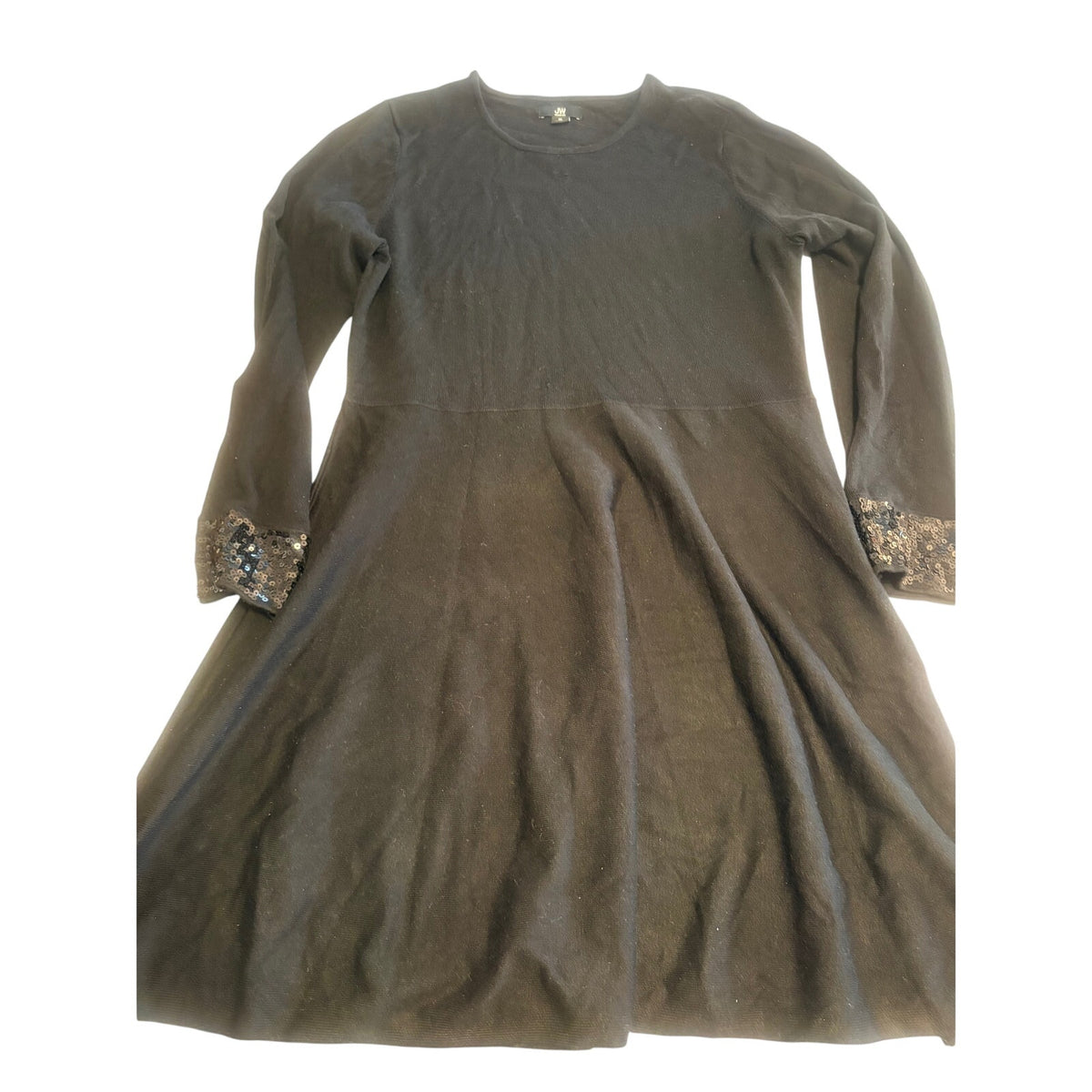 Jason Wu Long Sleeve Dress Black XL Sequin Cuffs Evening Wear