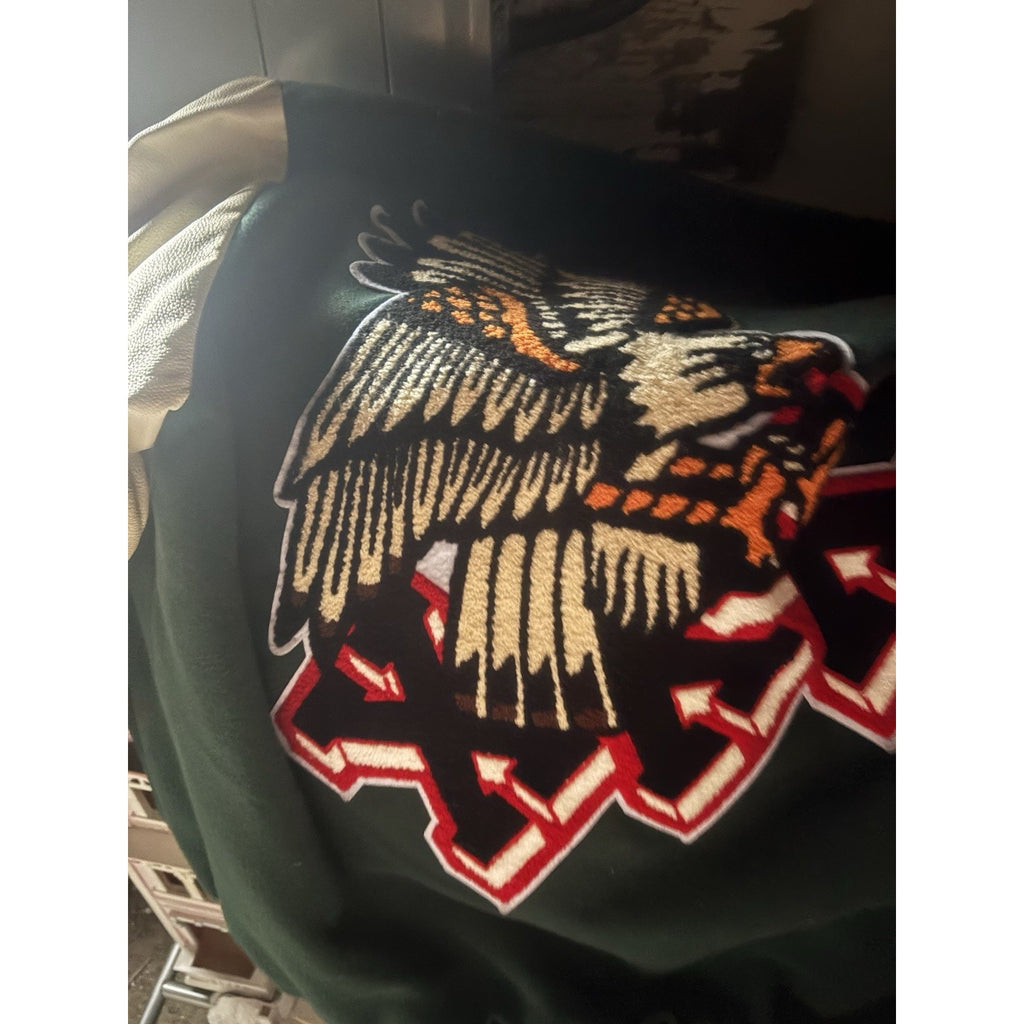 Reason Clothing Spoiler Varsity Jacket - Forest Green / Cream - Men’s Large