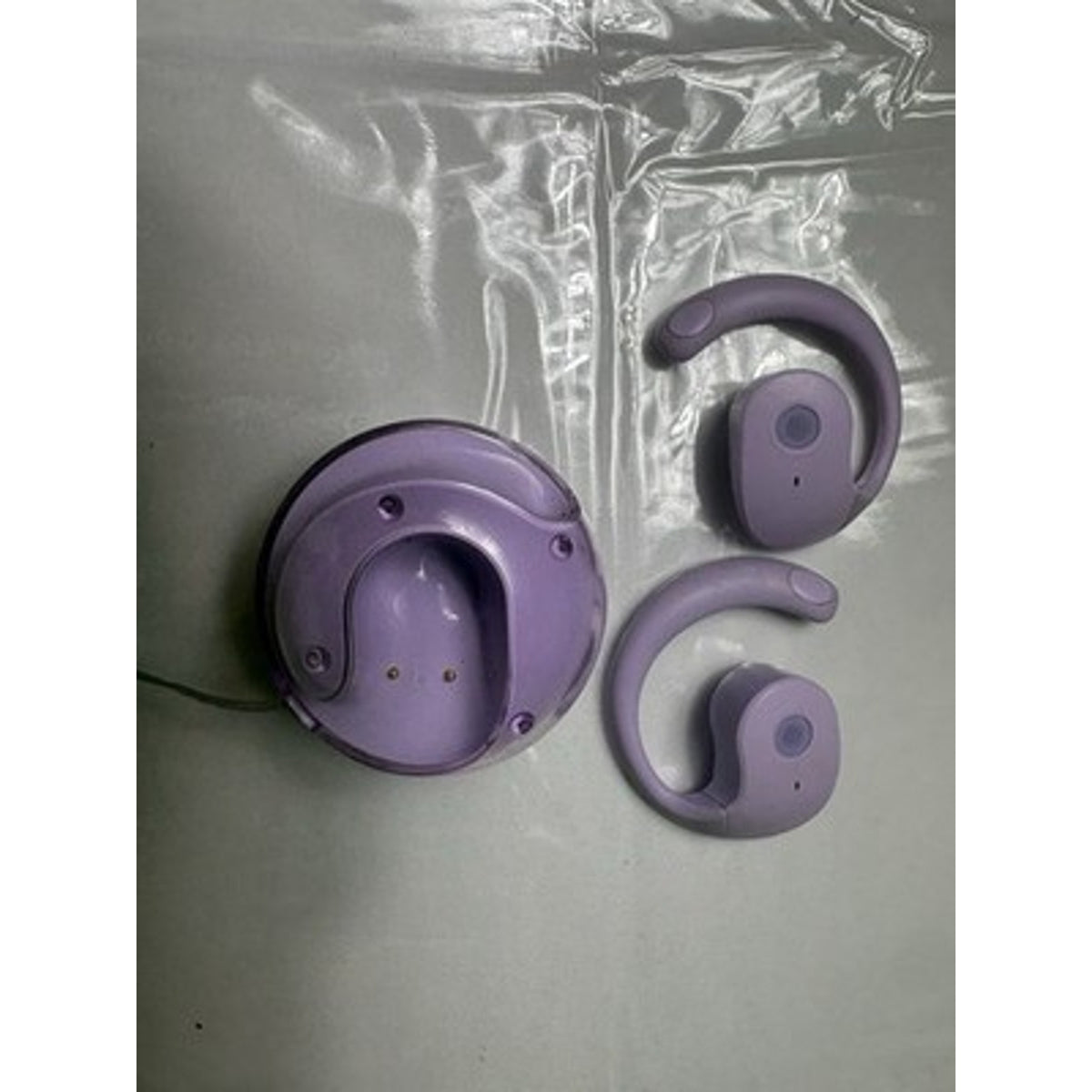 Purple Open Ear Bluetooth Wireless Earbuds Ear Hooks Charging Case