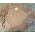 Chenault Women's Pink Tulle Ruffle Sleeve Top L