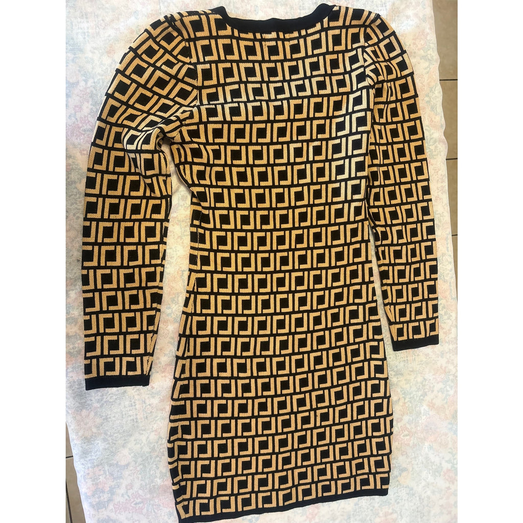 Jolie & Joy Fendi Monogram Knit Dress Women's XL Black Tan Casual