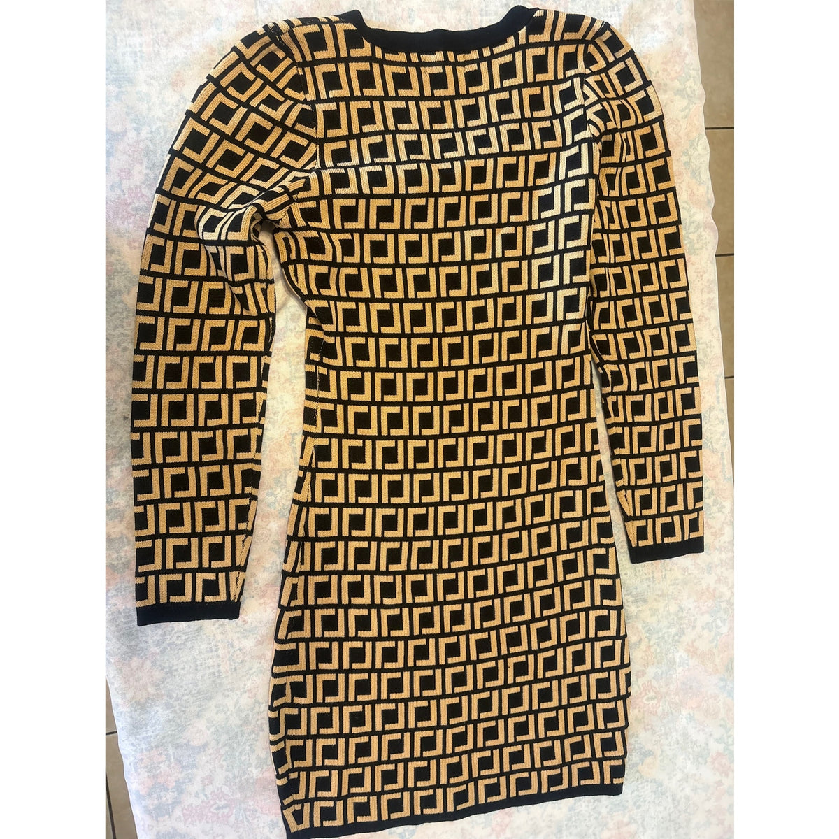 Jolie & Joy Fendi Monogram Knit Dress Women's XL Black Tan Casual