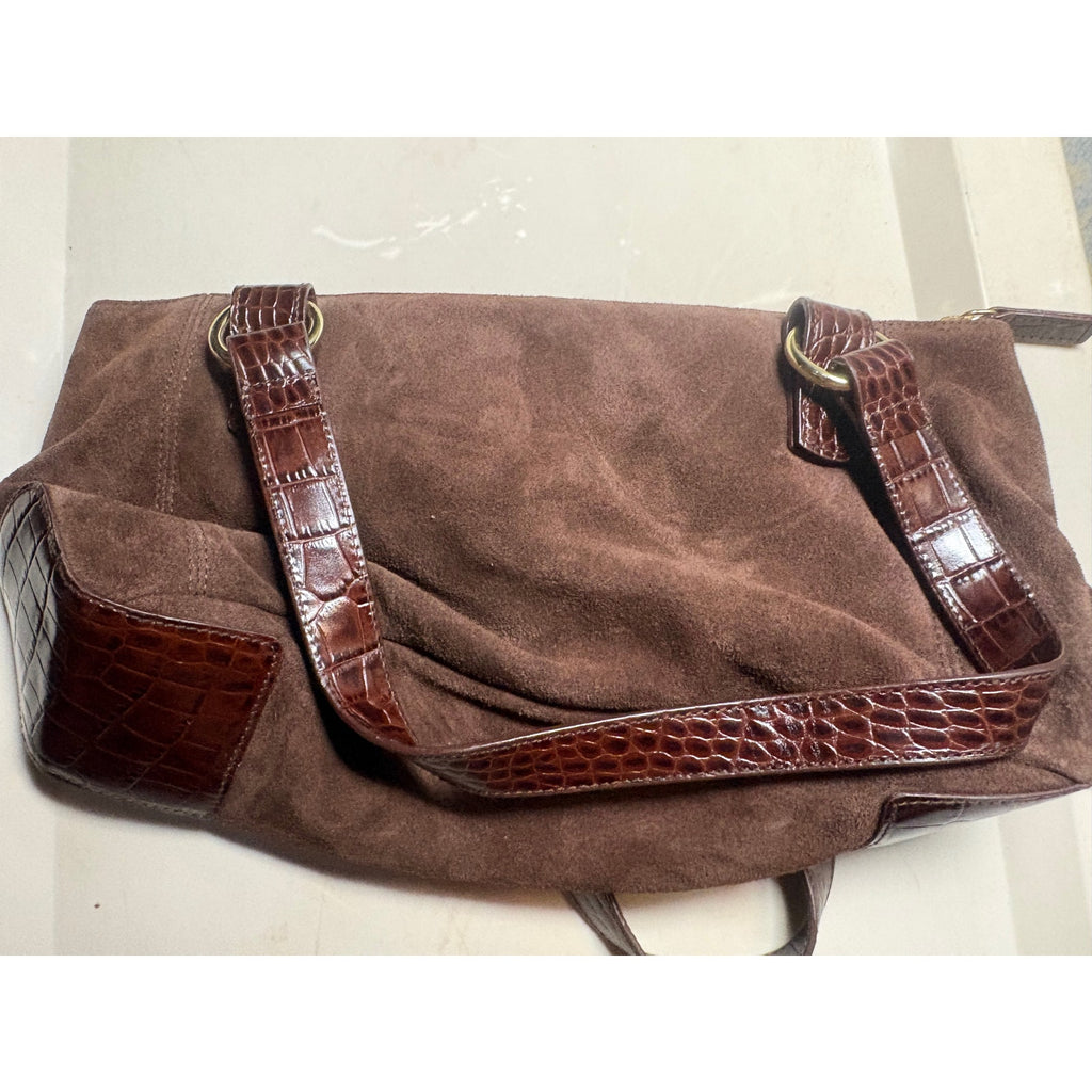 Ralph Lauren Suede Shoulder Bag Women's Brown, Zipper Closure
