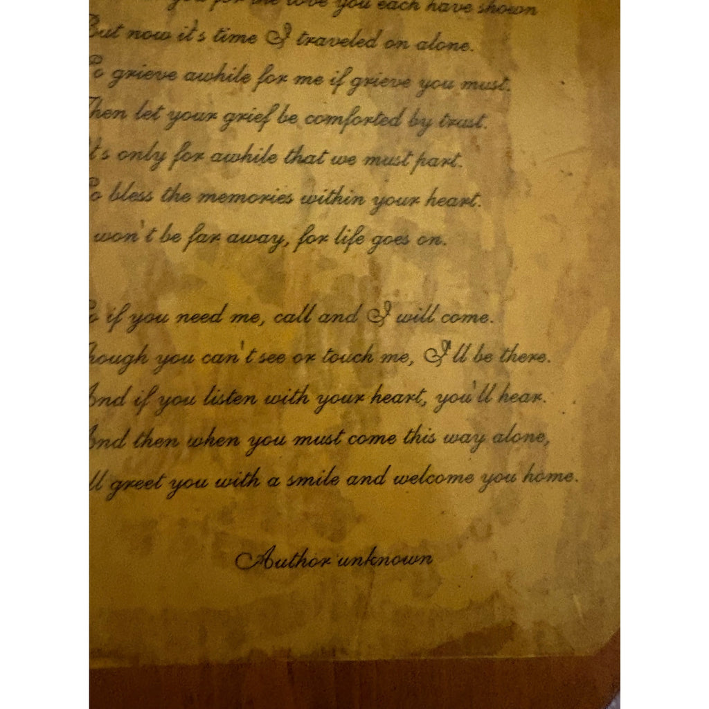 Wooden Plaque Memorial Wall Art Unisex Brown Black Rustic Sentimental