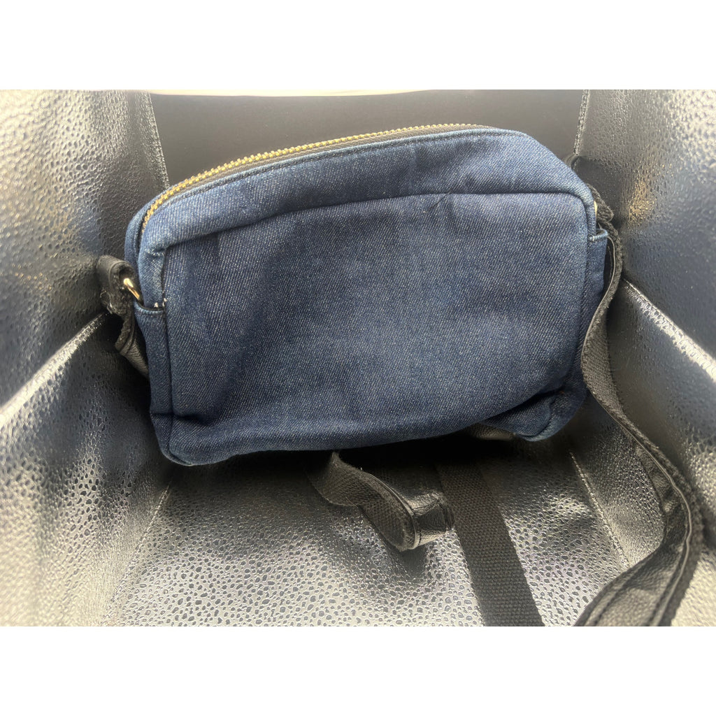 Barneys New York Crossbody Bag Womens Denim Black Gold Accessories Casual