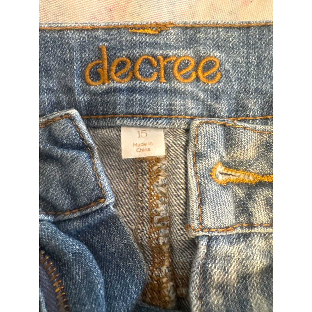 Decree Women's Denim Jean Skirt Mini 15 Blue Brown Casual Distressed Ripped