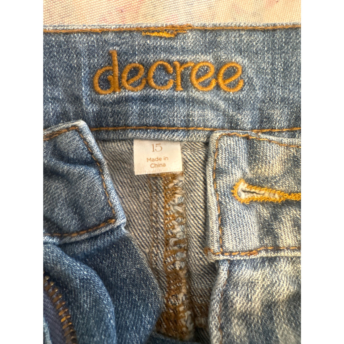 Decree Women's Denim Jean Skirt Mini 15 Blue Brown Casual Distressed Ripped