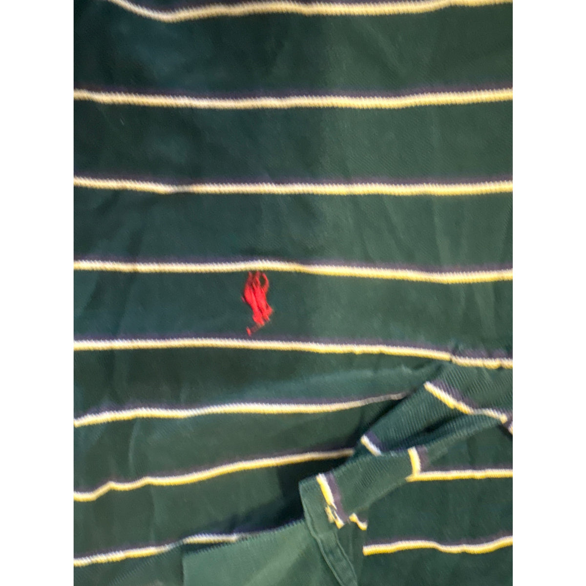 Polo Ralph Lauren Men’s Polo Shirt, L, Green Yellow Striped Casual