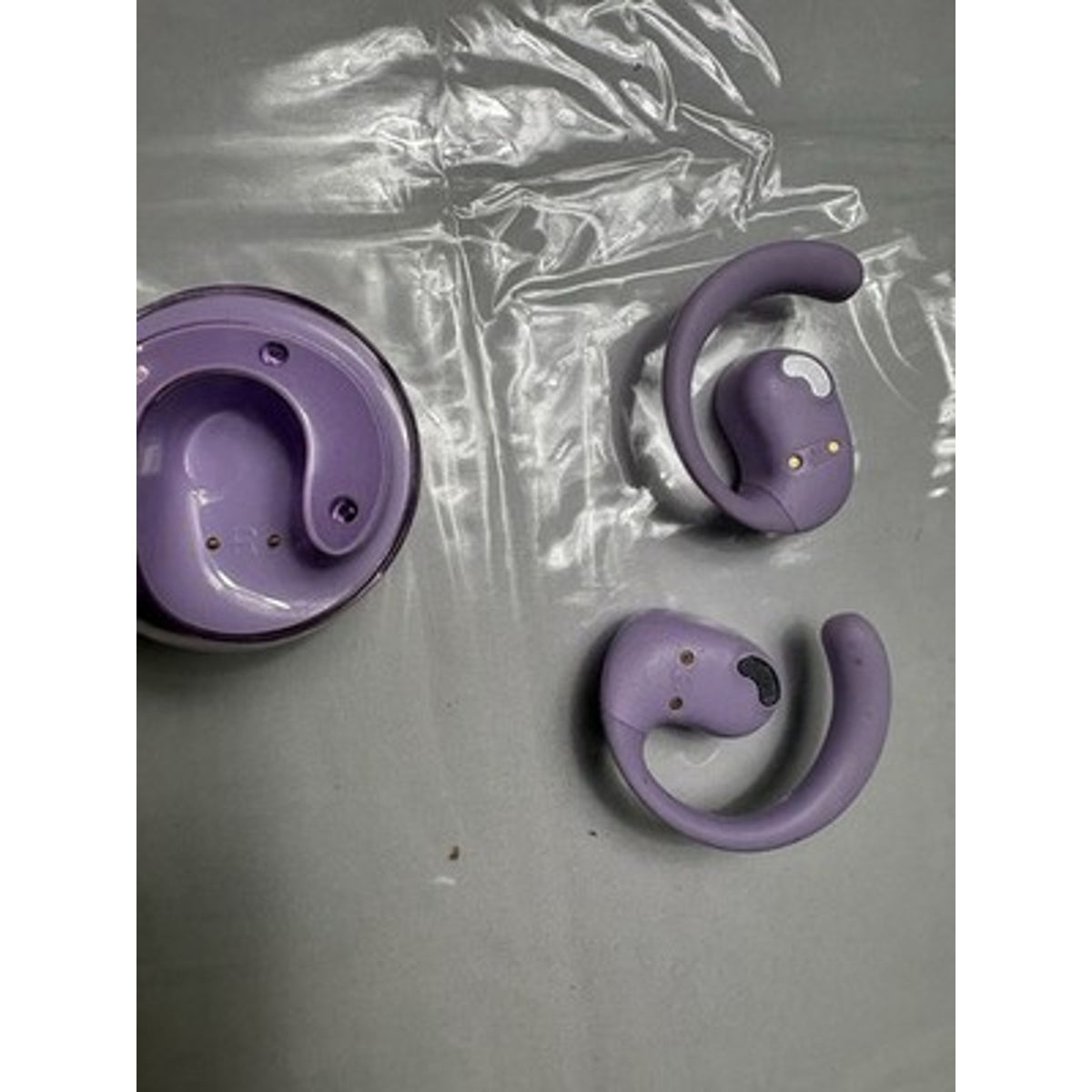 Purple Open Ear Bluetooth Wireless Earbuds Ear Hooks Charging Case
