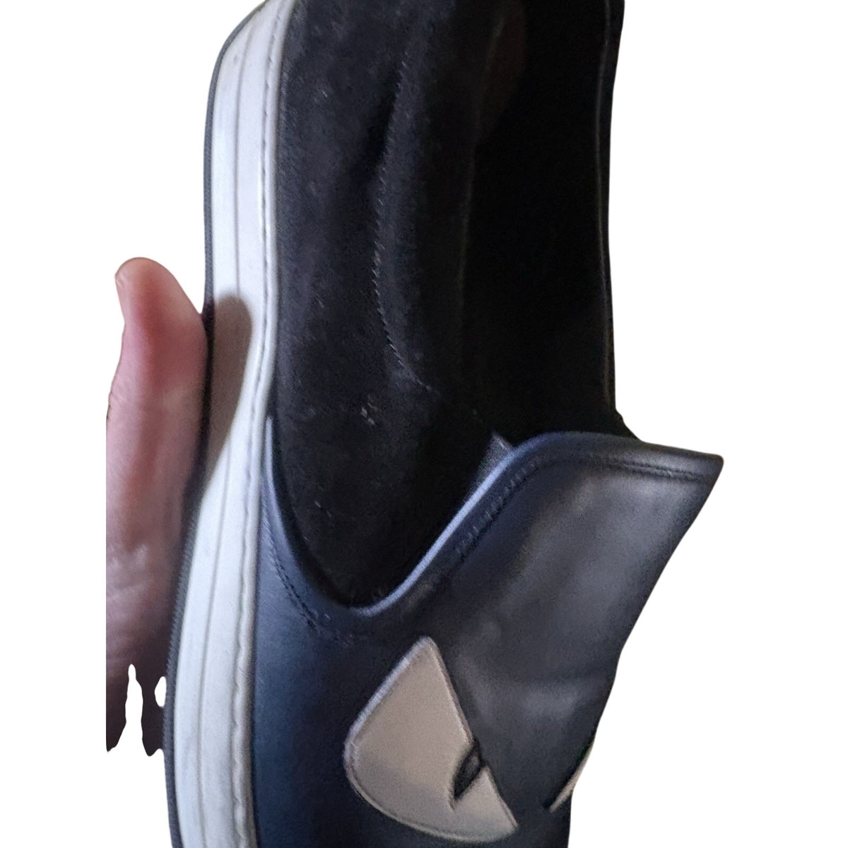 FENDI Bag Bugs Monster Eyes Spiked Sneakers Navy Blue - Men’s Size 10.5