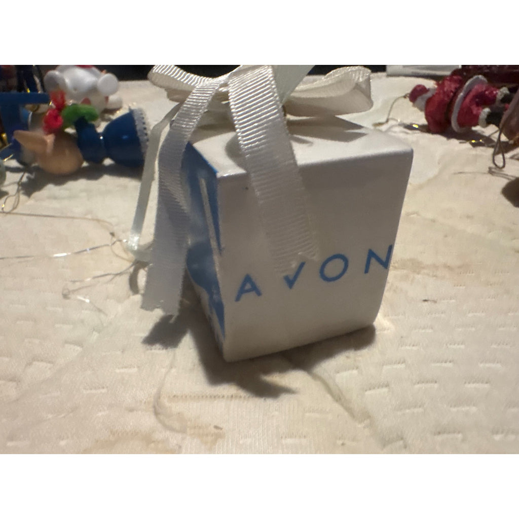 AVON Holiday Gift Box Winter Theme Blue White Cardboard Decorative Gift Packaging