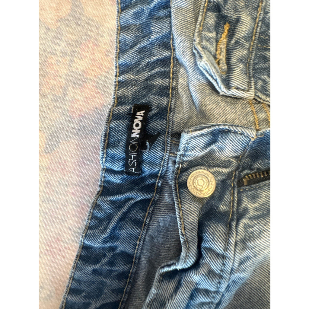 FASHIONNOVA Women's Jeans 16 Blue Denim Split Hem Casual Pants
