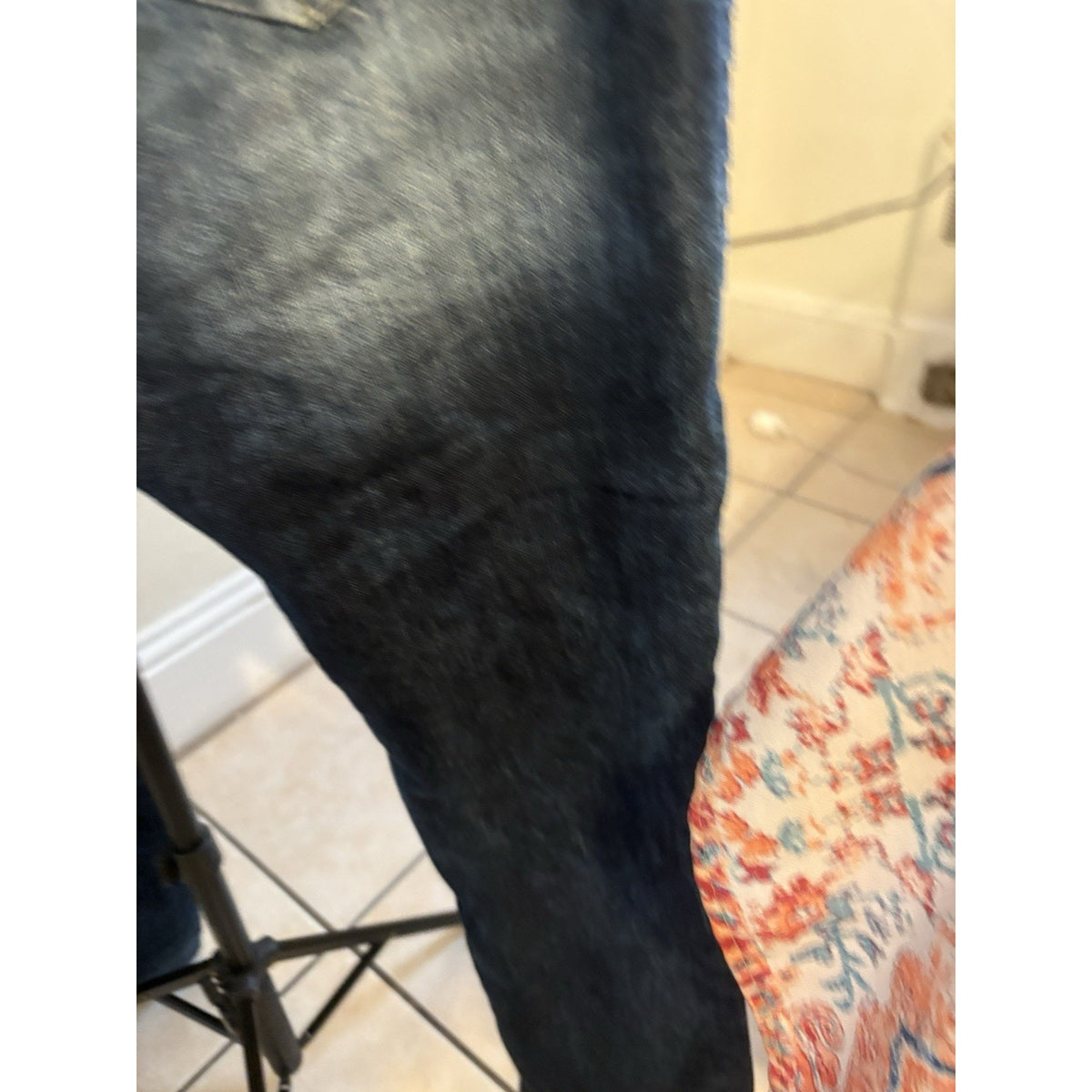 WT02 Moto Biker Jeans Men's Size 30x30 Blue Skinny Stretch Distressed Ribbed