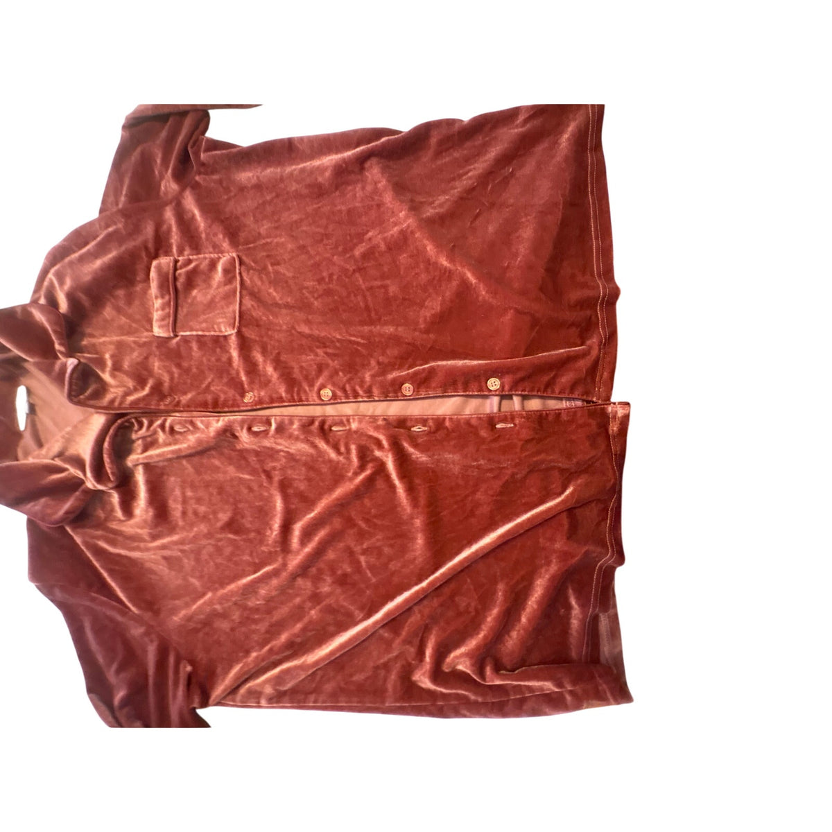 NorthStyle Women's Velvet Button-Down Shirt 1X Brown Multicolor