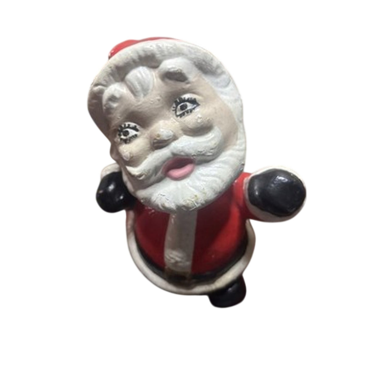 Hand Painted Santa Claus Christmas Figurine Ceramic Porcelain Red White Black