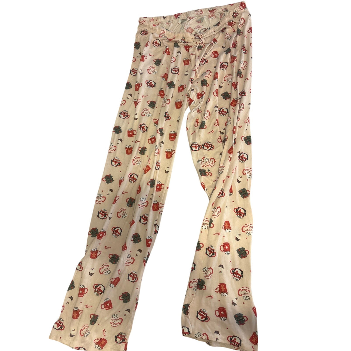 Cozy Couture Women's Pajama Pants Festive Christmas Graphic L Pink Red