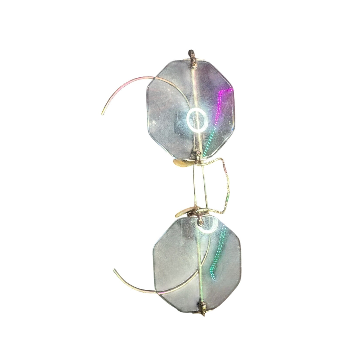 Vintage American Optical AO Cortland Rimless Octagon Eyeglasses, Gold Tone